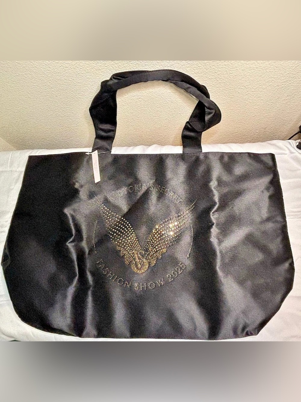 Victoria's Secret Fashion Show 2025 Rhinestone Wings Black Tote Bag Tote Black
